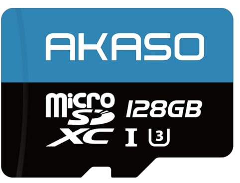 AKASO Scheda di memoria MicroSDXC, U3, 128 GB, compatibile con fotocamera sportiva AKASO