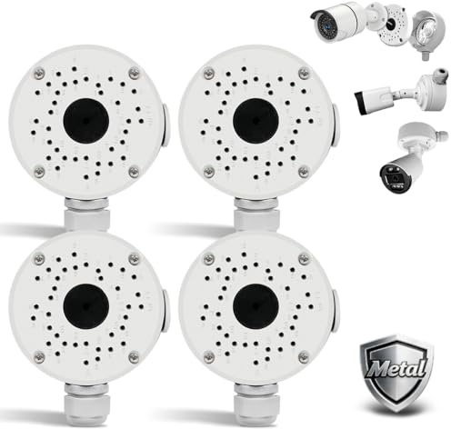 OOSSXX 4 Stück Abzweigdose für Überwachungskameras Wasserdicht Universal Bullet IP66 Aluminium Schwarz