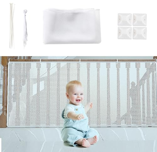 Begonia 300x90cm Weiß Kinder Sicherheitsnetz,Kinder Treppenschutznetz | Baby Balkon Geländer 3 Meter Treppenhaus Sicherheitsnetz,Haushalt Rausfallschutz Netz,für Schutz von Kindern Haustieren