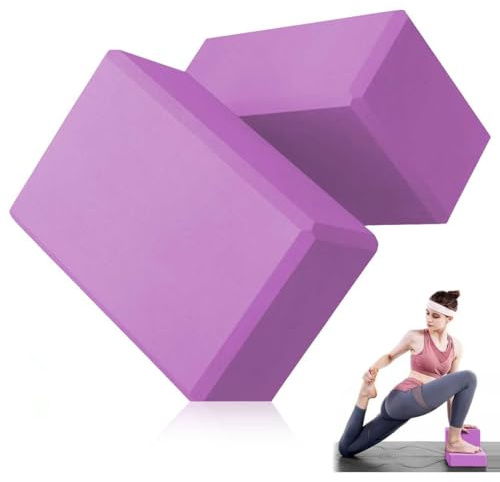 LULUWA Yoga-Blöcke-Set, EVA-Schaumstoff Hohe Dichte Rutschfest zur Verbesserung von Kraft Balance und Flexibilität Leichter Pilatesstein für Fitness, Rosa, 23 x 15 x 7,7 cm, 2 Stück