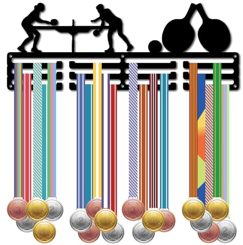 CREATCABIN Tischtennis Medaillenaufhänger Medaillenhalter Medaillen Ausstellungsrahmen Sport Metall Hängemedaillen Für Sportlerauszeichnungen Eisen Wandhalterung Dekor Für Über 60 Medaille 40x15cm