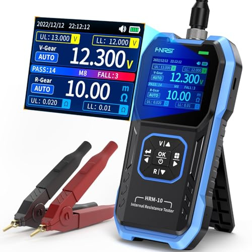 Batteriekapazität Innenwiderstandstester Tragbarer Multifunktionaler 4 Draht Tester für Batterien 100V 200 Ω Internes Widerstandsmessgerät und Genaues Spannungsmessgerät Widerstandstester HRM-10