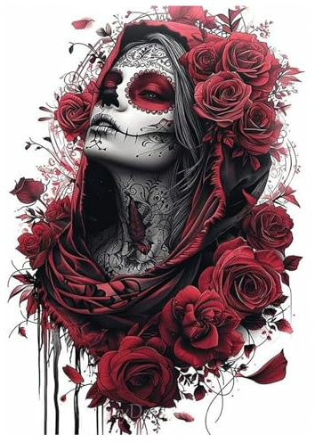 SHEGZHUC Diamond Painting Gothic Woman 30x40 cm Teschio Donna Rosa Rosso Mosaico Diamante Pittura Arte Ricamo Punto Croce Immagini Regalo Decorazione Da Parete