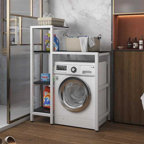Armario Lavadora Y Secadora Vertical,Estantería Lavadora Con Tablero De Estante,Mueble Lavadora Secadora Exterior,Gabinete De Lavadora De Tambor,Universal Kit De Soporte Secadora Sobre Lavadora(White/