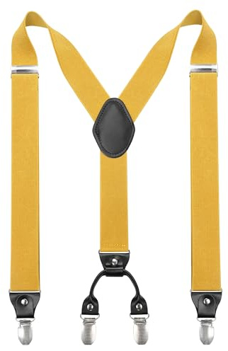 JEMYGINS Hosenträger Herren breit 3,5 cm mit 4 Hosenträger Clips in Y-Form Elastisch und Längenverstellbar