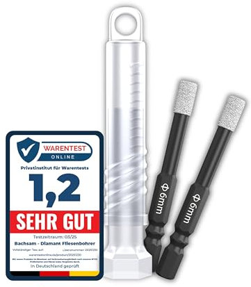 BACHSAM 2x Diamant Fliesenbohrer 6mm, Hochwertige Glasbohrer für präzises Bohren in Fliesen, Glas, Marmor, Granit & Keramik – Profi-Qualität, langlebig & präzise
