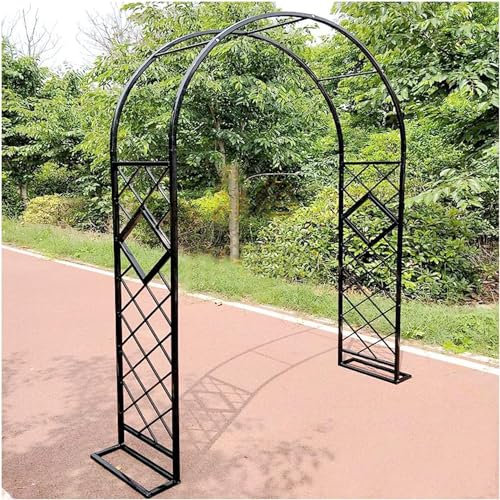 Marco de arco de metal galvanizado resistente para plantas trepadoras, arco independiente para arbustos de rosas, 220 x 230 cm (negro)