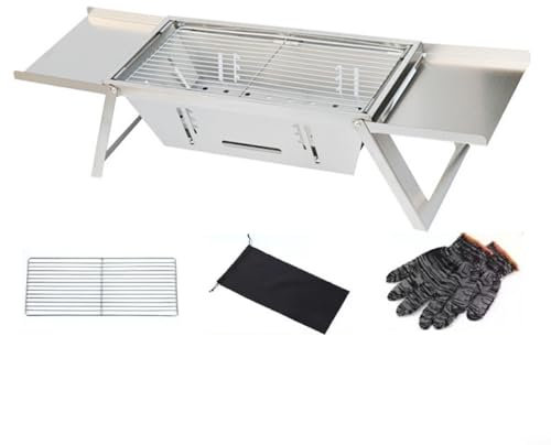 BlissfulAbode Barbecue portatile pieghevole, senza fumo, in acciaio inox, fornello da campeggio per picnic all'aperto, barbecue in cortile e viaggi (grandi standard)