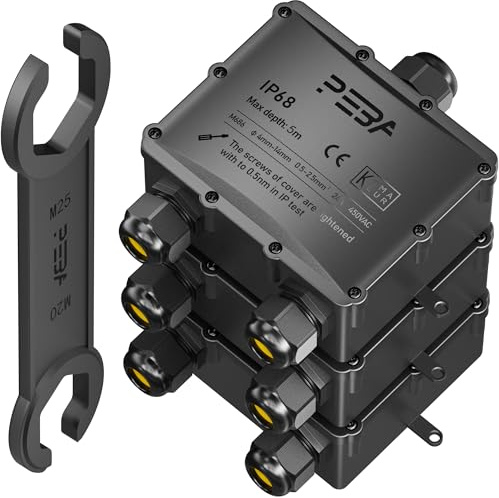 PEBA Scatola di Giunzione Impermeabile IP68, Connettori Elettrici, 3 vie Connettore Stagno Manicotto di Collegamento Cavo Sotterraneo del Area Esterna per Diametro del Cavo 4-14mm, Nero 3 pezzi