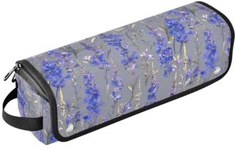 Deep Blue Flower Hair Tool Travel Bag for Women and Heat Resistant Mat Heating Tools Travel Bag Organizer for Flat Irons, Straighteners, Curling Irons Women Essentials Storage