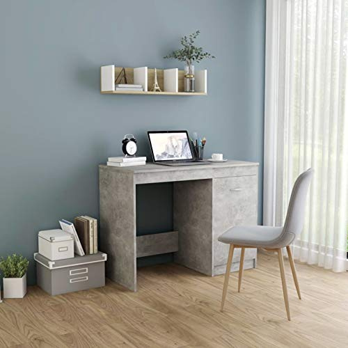 Snsowed Schreibtisch Betongrau 100x50x76 cm Holzwerkstoff, Gaming Tisch, Computertisch, Computer Desk, Office Table, Bürotisch, Arbeitstisch, Nähtisch, Pc Tisch - 801800