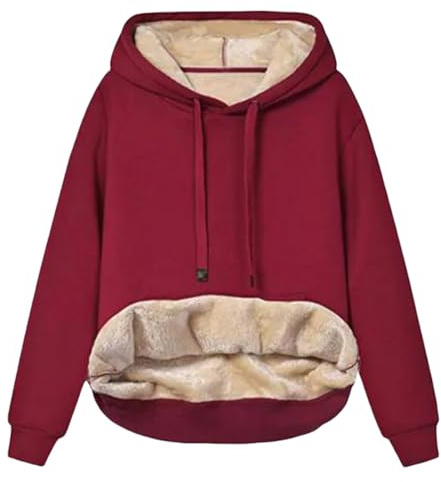 Felpa Intera Donna Maglia Tuta Felpata Invernale Maglie Cappuccio Tinta Unita Felpe da Lavoro Donna con Cappuccio Invernale Fodera in Pile Hoodie Sweatshirt a Manica Lunga Caldo