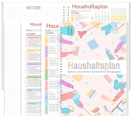 Putzplan für Den Haushalt 58 Blatt Reinigungsplan Wohnung Haushaltsplan Kinder Haushaltsplan Block Wochenplaner/Tagesplan/Monatsplan Organisationstafel A4 für Familien Oder WGs Paare