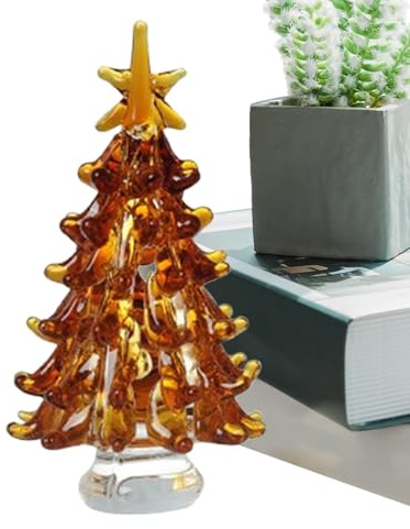 Tisch-Weihnachtsbaum, Buntglas-Weihnachtsbaum-Figuren, handgefertigt, Ornament für Zuhause, Wohnzimmer, Schlafzimmer, Kamin, drinnen und draußen,