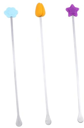 FIXOSHEE 3 Pezzi Bacchette per Mescolare Latte in Polvere Acciaio Inossidabile con Lungo Antiscottatura in Silicone per Resistenti e Facili da