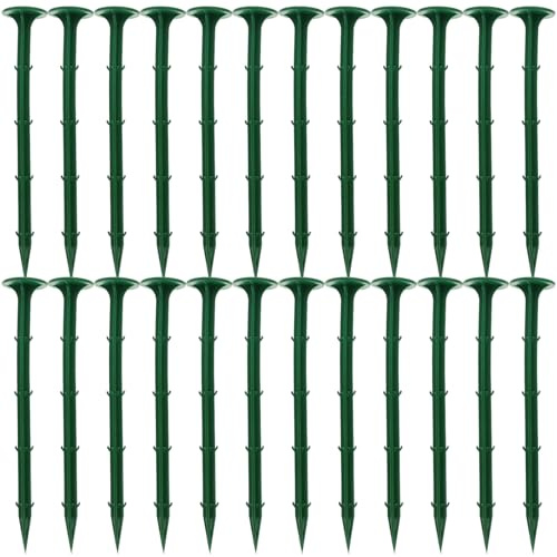 IWOWHERO 100 Estacas de Plástico Verdes para Suelo de 20 CM Pinchos para Fijación Exteriores Jardín Césped Artificial y Piquetas Multifuncionales para Camping y Paisajismo
