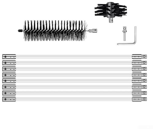 UrbanHui Schornsteinreinigungsbürste Rotary Chimney Sweep Kit Flexible Nylon Stangen Bohraufsatz für Kamin Rauchrohr Holz Ofen Schmutz Entfernung Schornstein Wartung Einfache Montage