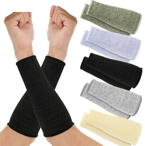 HEALBYBLE 1 Paar schnitt- und feuerfeste Armstulpen der Stufe 5, Armschutzärmel, Unterarmschutz, Armschutz gegen Prellungen bei dünner Haut,Langlebiger(Noir,Small)