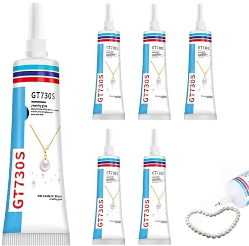 6x 30ml Schmuckkleber Extra Stark & Wasserfest|Transparenter Bastelkleber für Schmucksteine,Perlen & Reparaturen,Schmuckkleber,Ideal für DIY,Schmuckherstellung & Heimwerken