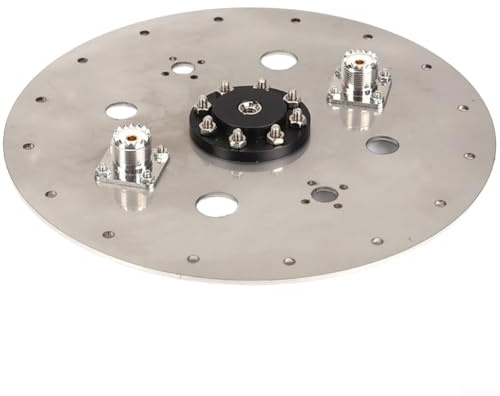 Base per antenna portatile in acciaio inox con supporto treppiede, piastra di messa a terra da 20 cm per connettori tipo M e BNC, argento