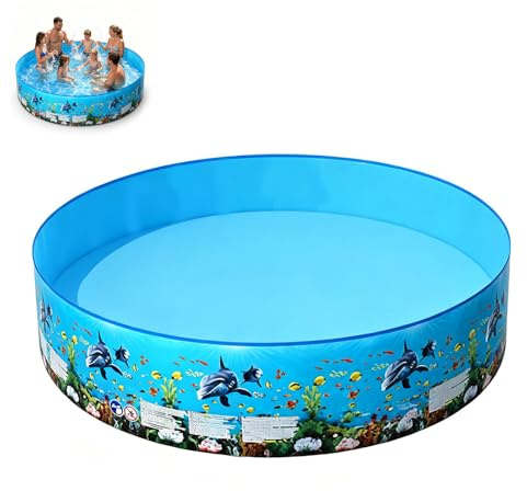 Paddling Pool Foldable Durable Material Adorable Pattern Design Easy To Set Up And Store Tool-Free Quick Setup Perfect Outdoor Water Play Equipment For Garden Patio Backyard Summer Fun