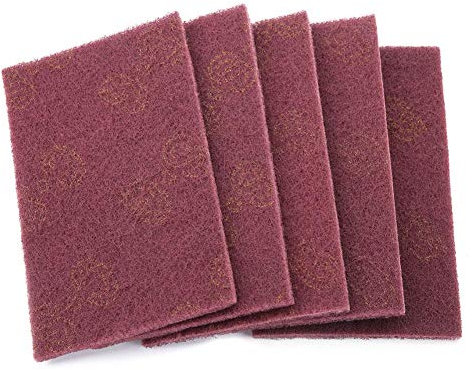 5 x Square Nylon Scouring Pads - Professional Industrial - Hand Scouring Pads - Fine Red
