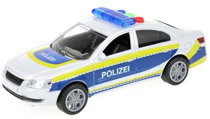 Toi-Toys Spielzeug - Polizeiauto mit Sound, Licht und Effekte. Modellauto inkl. Batterien und Friktion - Polizeiwagen mit DREI Funktionen und Schwungrad.