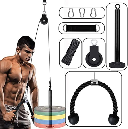 Favuit Kabelzug Fitness Kabel Latzug, Gym Kabel Unterarmtrainer Set Arm-Krafttraining Gewicht Trainingsgerät DIY Kabelzug Pulley System Latzugturm für Zuhause Gym Bizeps Curl Trizeps Armtraining