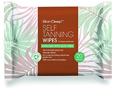 Skin Deep Self Tanning Wipes 20 Wipes With Aloe Vera
