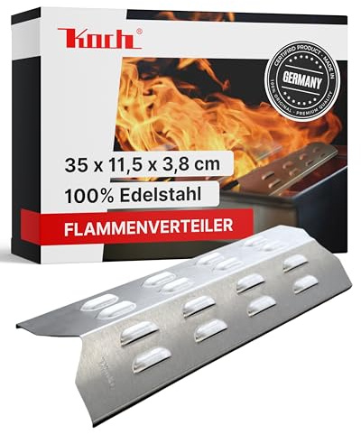 KOCH #22 Hochwertiger Flammenverteiler 350x115mm für Gasgrill - Flammenblech Brennerabdeckung Aromaschiene - Edelstahl V2A Stärke 1,25mm, 500g Massive Qualität Made in Germany!