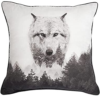 Sleepdown Wolf Kissen gefüllt 45 cm x 45 cm grau