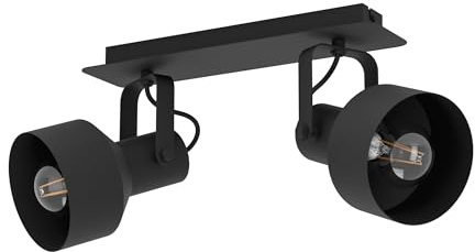 EGLO Deckenlampe Casibare, 2 flammige Deckenleuchte | Deckenstrahler aus Metall, Wohnzimmerlampe in Schwarz, Schlafzimmerlampe, Spots mit E27 Fassung
