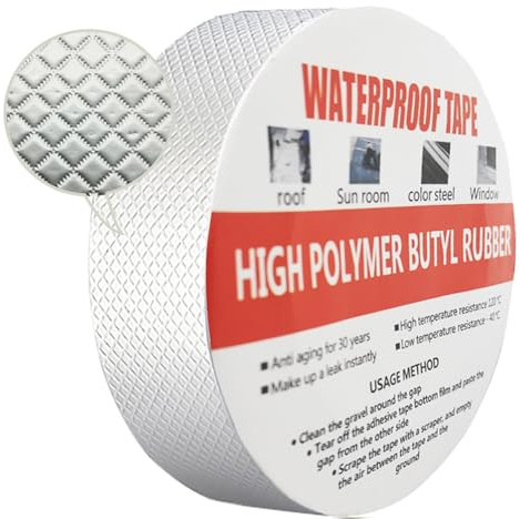 CTRICALVER Wasserdichtes Klebeband 5m(L)*5cm(W)*1mm(T), Verbesserte Version Butyl Dichtungsband, Wasserdichtes Reparaturband, für boot, rohrabdichtung, dachleck, Fenster