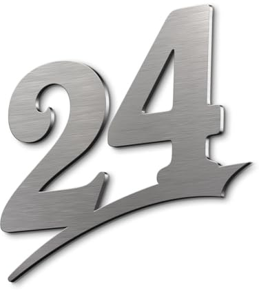 Numero civico 24 in acciaio inox, design Wales©, 20 cm