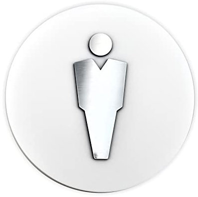Sosenco WC Homme pour Toilette WC - Panneau acrylique et stratifié - Panneau de Toilette Homme - Stickers pour Toilettes - Décoration de porte Plaque de Porte pour les Lieux Panneau de WC (argenté))