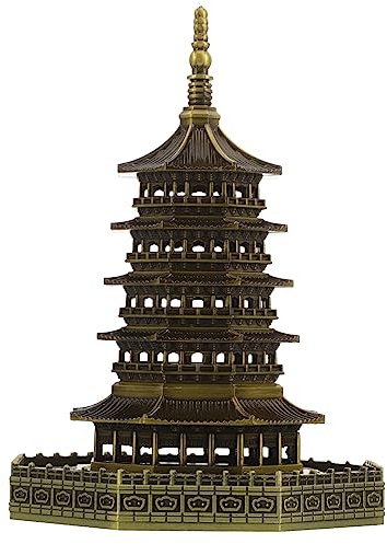 VILLCASE Leifeng Pagoda Ornaments Mini Garden Pavilion Sculpture 6.10X4.25X4.25In Lightweight Bonsai Landscape Decoration for Home & Outdoor Garden