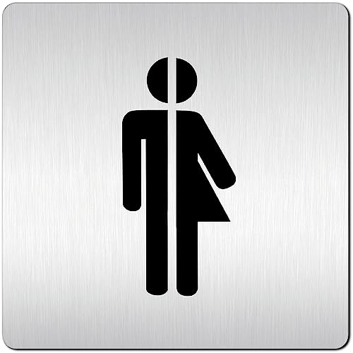 Türschilder24 XXL Schild - Türschild • 125 x 125 mm • Gender WC Toiletten Schild rechts links • 1,5 mm veredeltes Aluminium • 100% Made in Germany (Gender 1 Pikto mit Abstand)