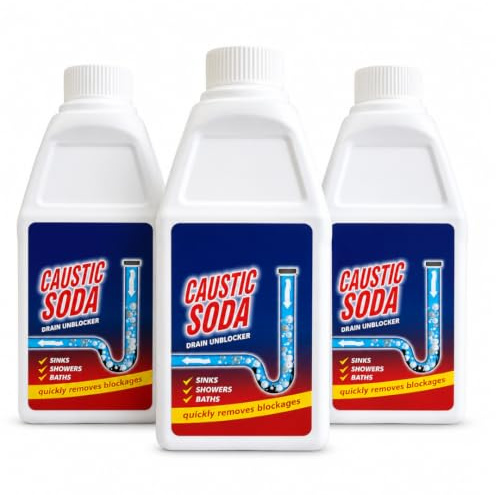 2Kg Caustic Soda Drain Cleaners & Unblockers Powder Kitchen Sink & Drain Cleaner Effectively Clears Blocked Drains Also Use For Cleaning Pathways Driveways Exterior & Brickwork (2x 1Kg)