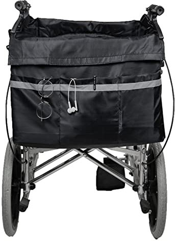 Borsa per sedia a rotelle, borsa portaoggetti per sedia a rotelle, zaino per sedia a rotelle offre ampio spazio interno per trasportare oggetti e accessori sciolti, nero