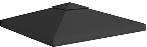Higsose Pavillon-Dach 3x3 m Schwarz Wasserdicht Stabil Winterfest mit Kaminabzug 310 g/m² Pavillon Zubehör Pavillondach