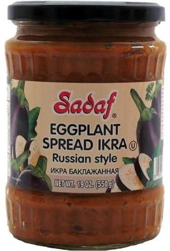 Sadaf Eggplant Spread - Eggplant Spread for Cooking and Food Flavoring - Russian Style Ikra - Eggplant Dip - Kosher - 19 Oz Jar