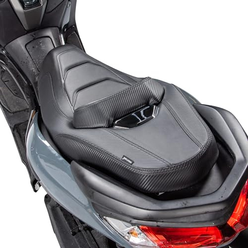 TAZGANTAX Motorrad Sitzbänke Komplettsitz für NMAX 125 155 NMAX155 NMAX125 2020 2021 2022 2023 2024 Fahrer Beifahrer Sitz Sitzbank Vorne Hinten Kissen Sozius Pad Set (Schwarz+Silber)