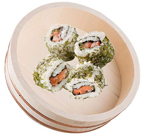 KARFRI Hölzerne Sushi-Reis-Rührwanne – Sushi-Reis-Rührschüssel, Wanne, Sushi-Reis-Rührwanne, Heimküche, Sushi-Zubehör, 39 x 9,5 cm (48 x 12 cm)