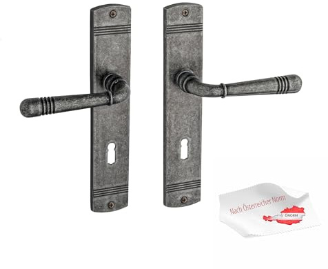 Beschläge Hamburg Türbeschlag EMILY ART 70-09Z DAS BB – Türklinke in Dark Antique Steel, 90 mm Buntbart, Drückergarnitur für Innentüren – NUR für ÖNORM/ÖSTERREICH