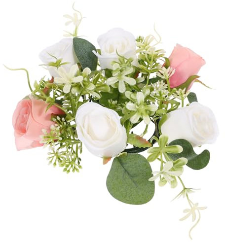 Garneck Künstliche Blumen Kerze Kranz Frühling Decor Hochzeit Party Mittelpunkt Elegante Wohnkultur
