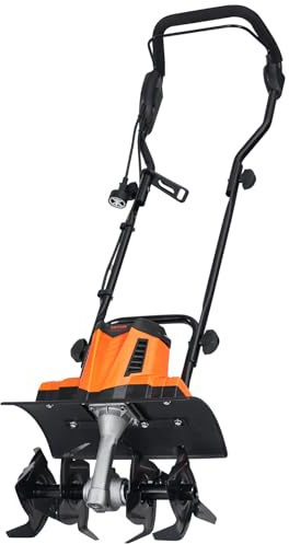VEVOR 10 Amp Electric Tiller, 14 Tilling Width 3.94 Tilling Depth Corded Electric Tiller/Cultivator, Steel Mn Tines, Rototiller for Garden Lawn Soil Digging
