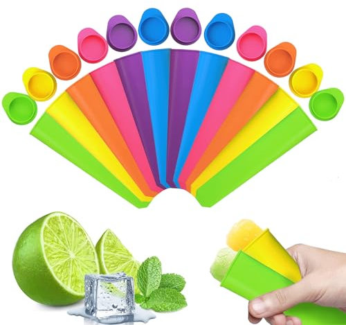 Darryy Moldes de silicona para helados, 12 unidades, moldes reutilizables de 100% silicona alimentaria, sin BPA, prácticos, no tóxicos y respetuosos con el medio ambiente