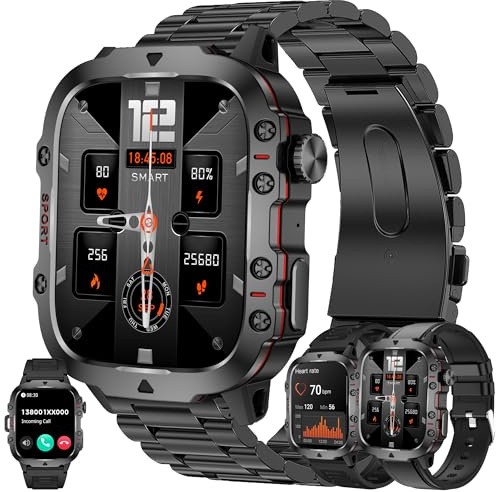 LWEARKD Orologio intelligente da uomo con chiamate Bluetooth, display touch AMOLED da 1,96, 5 ATM, con misurazione della pressione sanguigna SpO2, contapassi, monitor del sonno, orologio fitness per