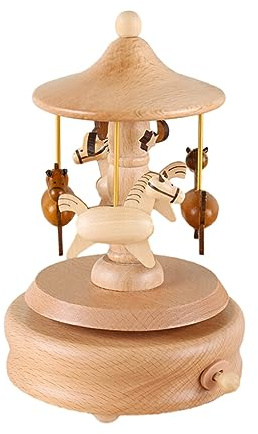 tuwiwol Schloss Karussell Spieluhr – entzückende Musik Für Soundbox für Geburtstag und Weihnachten, Elegante hölzerne Spieluhr, Karussell