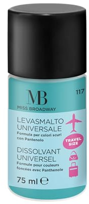 MB MILANO Nagellackentferner – mit Aceton – ideal für dunklen Nagellack – Mini-Reiseformat 75 ml – Made in Italy